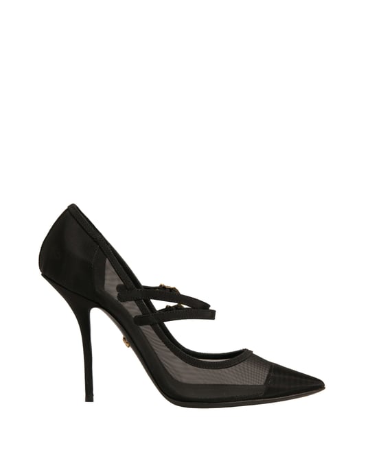 Dolce & Gabbana Zwarte Mesh Mary Jane Hoge Hakken Pumps Schoenen - Image 1