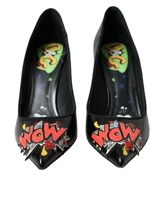 Dolce & Gabbana Zwarte Leren WOW Patch Hakpumps Schoenen - Image 2