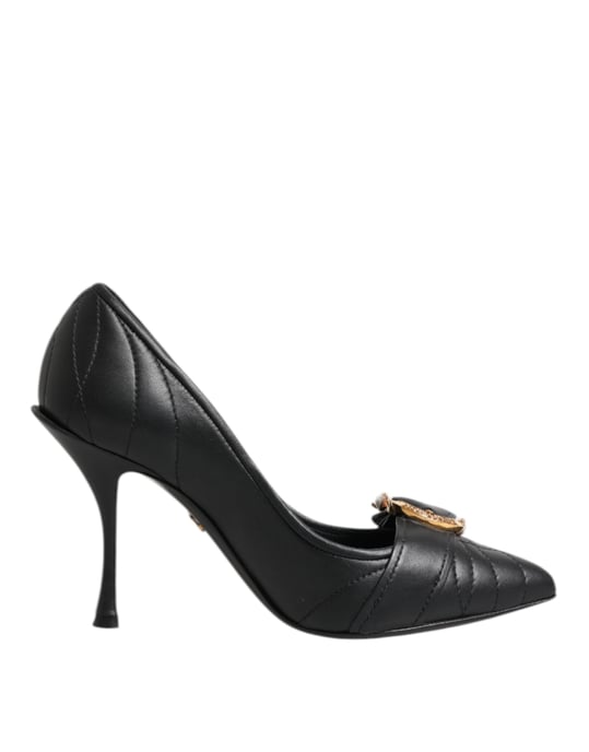 Dolce & Gabbana Zwarte Devotie Leren Hakken Pumps Schoenen - Image 1