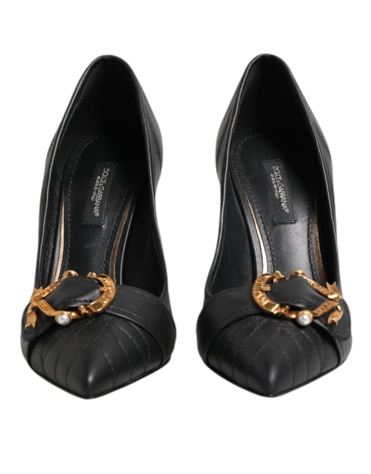 Dolce & Gabbana Zwarte Devotie Leren Hakken Pumps Schoenen - Image 2