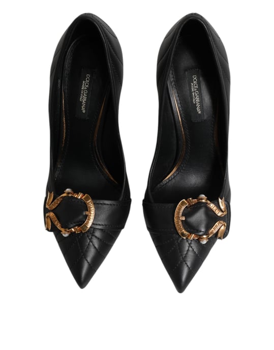 Dolce & Gabbana Zwarte Devotie Leren Hakken Pumps Schoenen - Image 3
