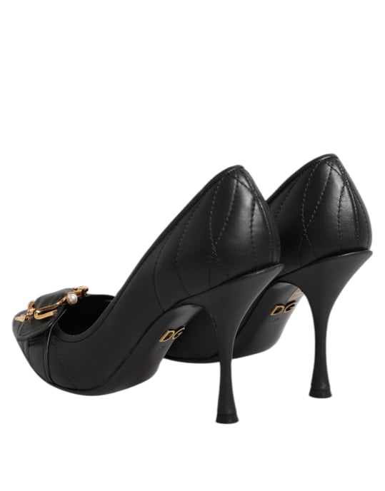 Dolce & Gabbana Zwarte Devotie Leren Hakken Pumps Schoenen - Image 5