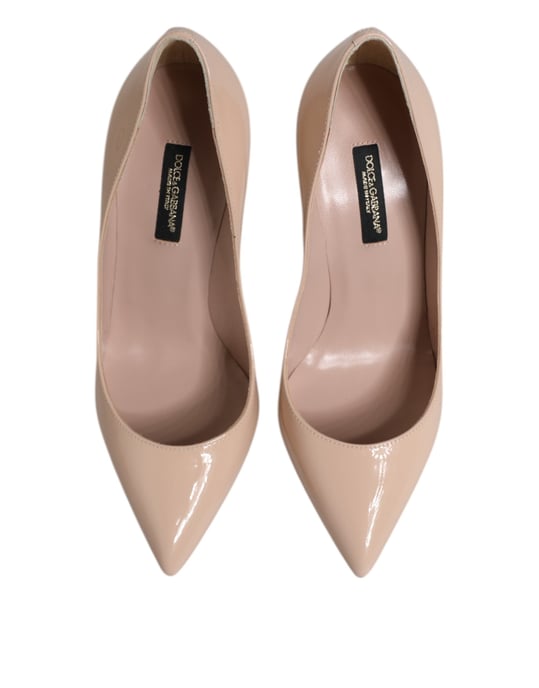 Dolce & Gabbana Beige Glanzend Leren Stiletto Hiel Pumps Schoenen - Image 3