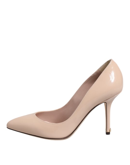 Dolce & Gabbana Beige Glanzend Leren Stiletto Hiel Pumps Schoenen - Image 6