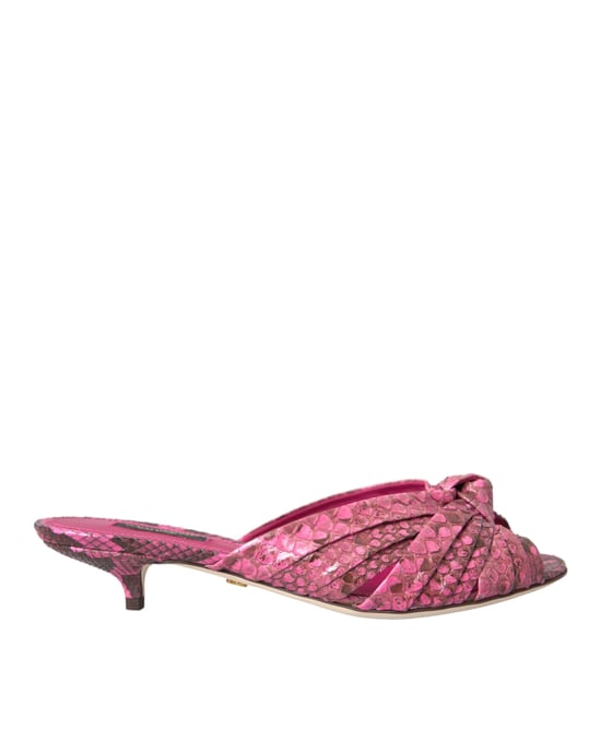 Dolce & Gabbana Pink Exotic Leather Kitten Heels Slides Shoes - Image 1