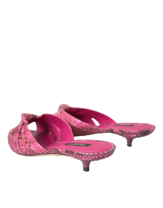 Dolce & Gabbana Pink Exotic Leather Kitten Heels Slides Shoes - Image 4