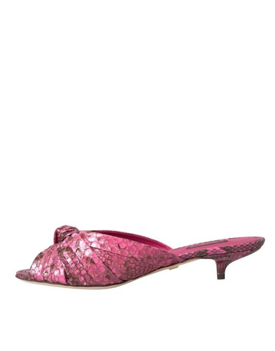 Dolce & Gabbana Pink Exotic Leather Kitten Heels Slides Shoes - Image 5