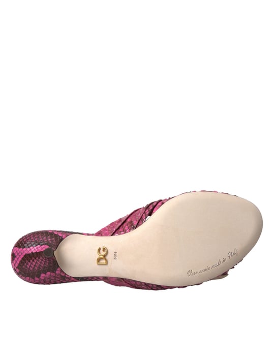 Dolce & Gabbana Pink Exotic Leather Kitten Heels Slides Shoes - Image 6