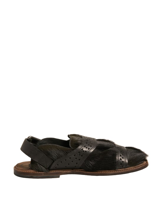 Dolce & Gabbana Green Gazelle Hair Leather Flats Sandals Shoes - Image 1