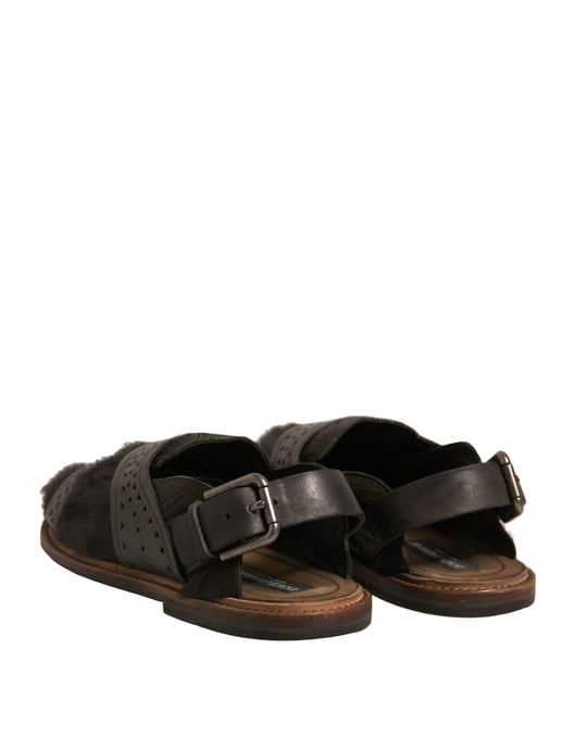 Dolce & Gabbana Green Gazelle Hair Leather Flats Sandals Shoes - Image 5