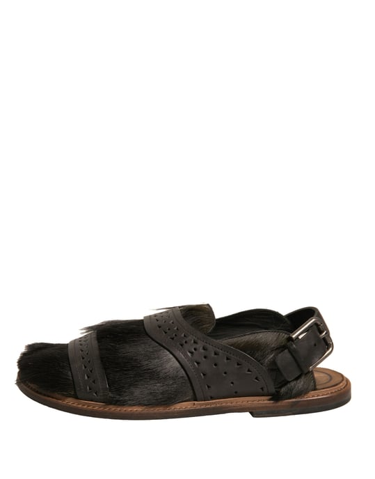 Dolce & Gabbana Green Gazelle Hair Leather Flats Sandals Shoes - Image 6