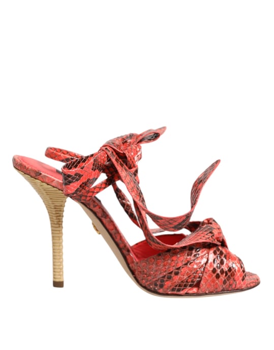 Dolce & Gabbana Koraal Python Leren Hakken Sandalen Schoenen - Image 1
