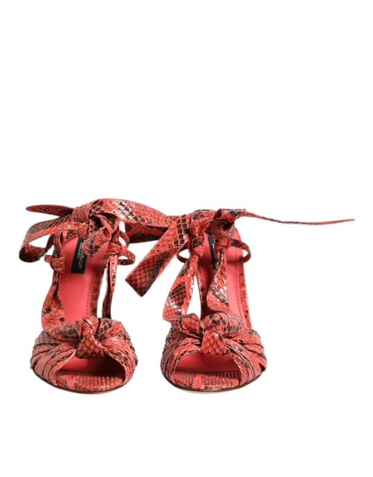Dolce & Gabbana Koraal Python Leren Hakken Sandalen Schoenen - Image 2