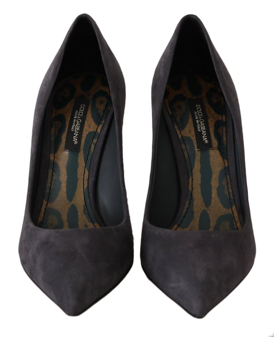 Dolce & Gabbana Gray Suede Leather Stiletto Shoes Heels - Image 3