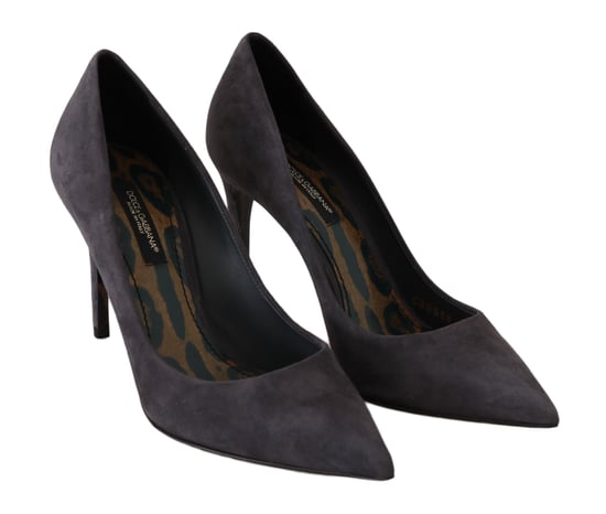 Dolce & Gabbana Gray Suede Leather Stiletto Shoes Heels - Image 4
