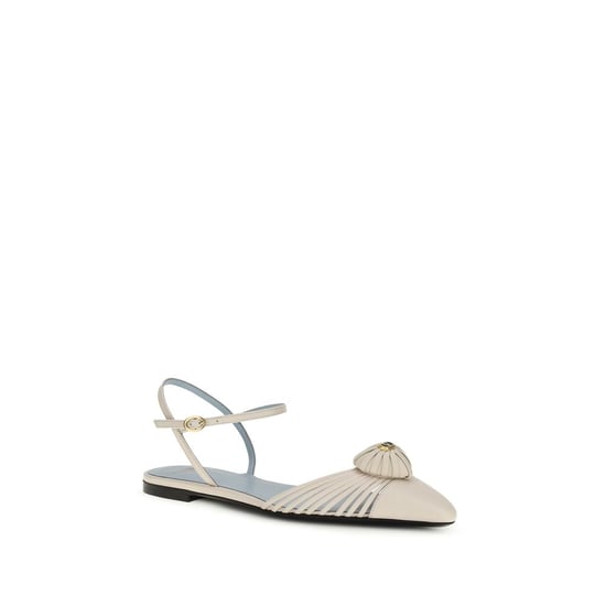 Valentino Garavani Beige Kalvskinn Bos Taurus Platta Sandaler - Image 2