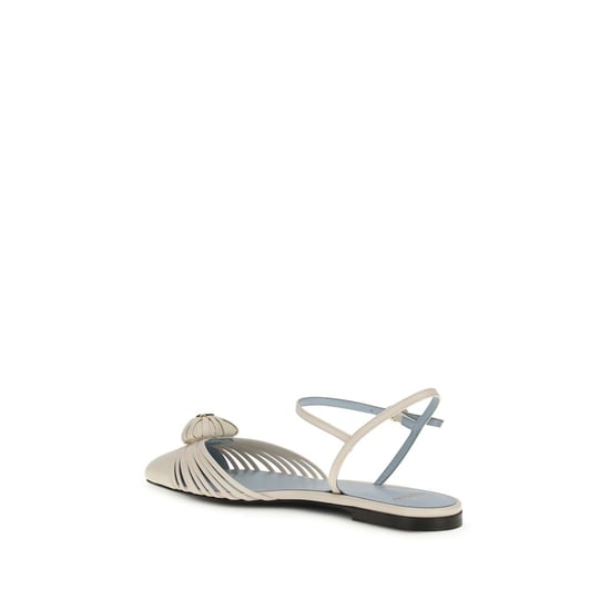 Valentino Garavani Beige Kalvskinn Bos Taurus Platta Sandaler - Image 3