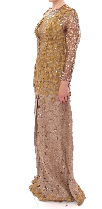 Lanre Da Silva Ajayi GOLD Long Lace Maxi Crystal Dress - Image 2