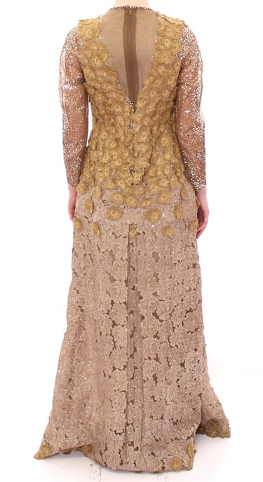 Lanre Da Silva Ajayi GOLD Long Lace Maxi Crystal Dress - Image 3