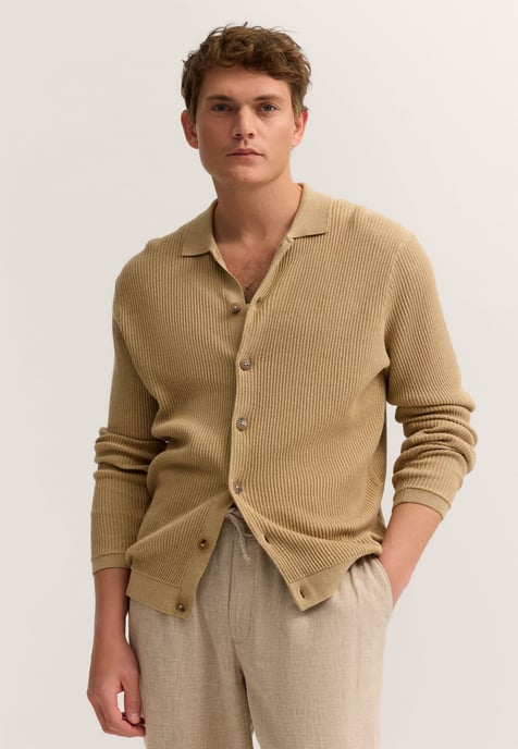 Bugatti Herren Gebreid vest met knoopsluiting en polokraag - Image 1
