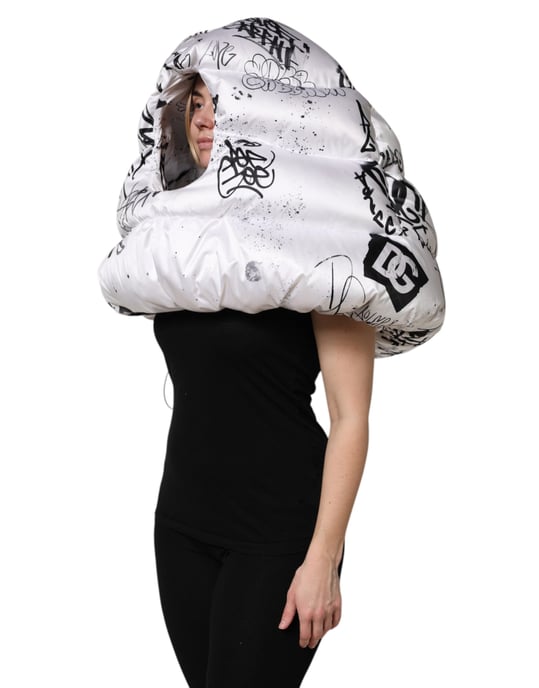 Dolce & Gabbana Witte Polyester Geprinte Hoody Gequilte Pet - Image 3
