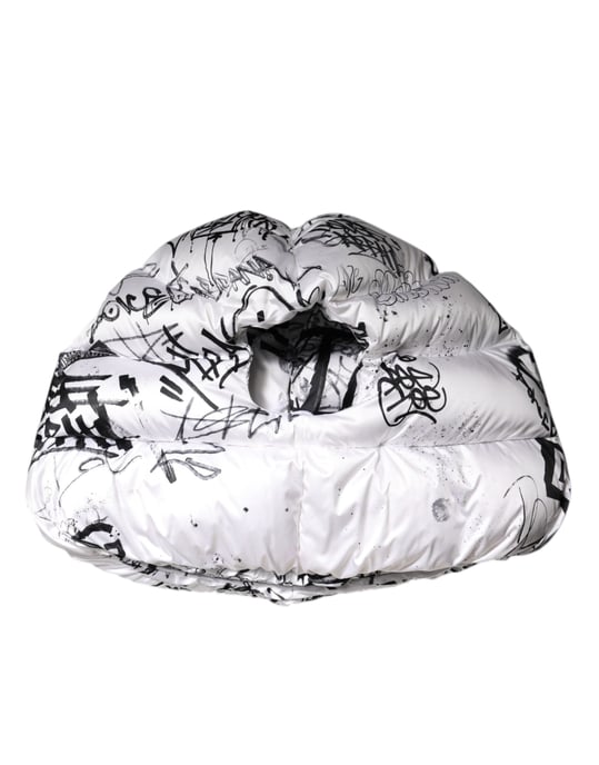 Dolce & Gabbana Witte Polyester Geprinte Hoody Gequilte Pet - Image 6
