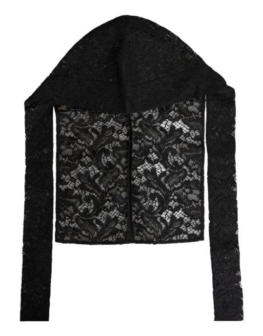 Dolce & Gabbana Zwarte Bloemenkant Hoofddoek Hoed - Image 2