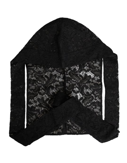 Dolce & Gabbana Zwarte Bloemenkant Hoofddoek Hoed - Image 4
