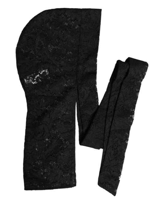 Dolce & Gabbana Zwarte Bloemenkant Hoofddoek Hoed - Image 6