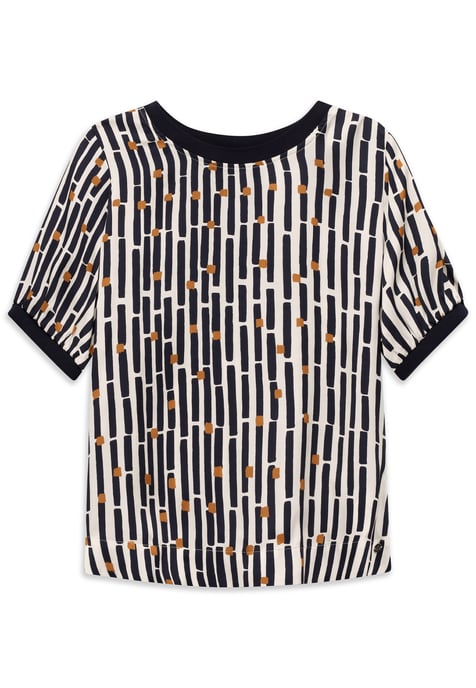 Bugatti Damen Blouse met korte mouwen en grafische print van 100% viscose - Image 1