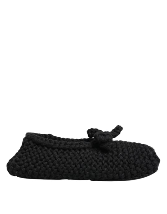 Dolce & Gabbana Zwarte Wol Gebreide Instapschoenen Ballerina Flats - Image 2