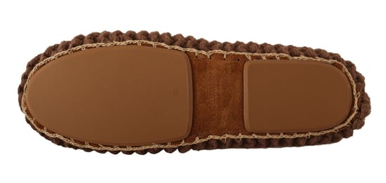 Dolce & Gabbana Bruine Slip-On Ballerina Flats Wol Gehaakte Schoenen - Image 5