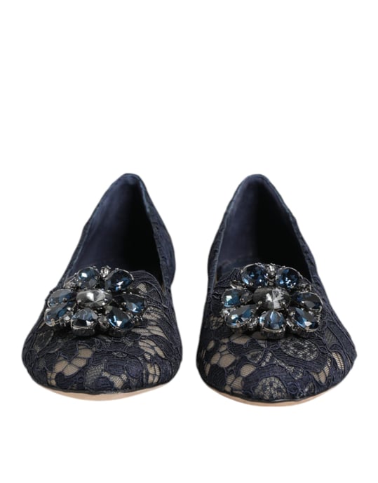 Dolce & Gabbana Blauwe Taormina Kant Kristallen Ballerina's - Image 2
