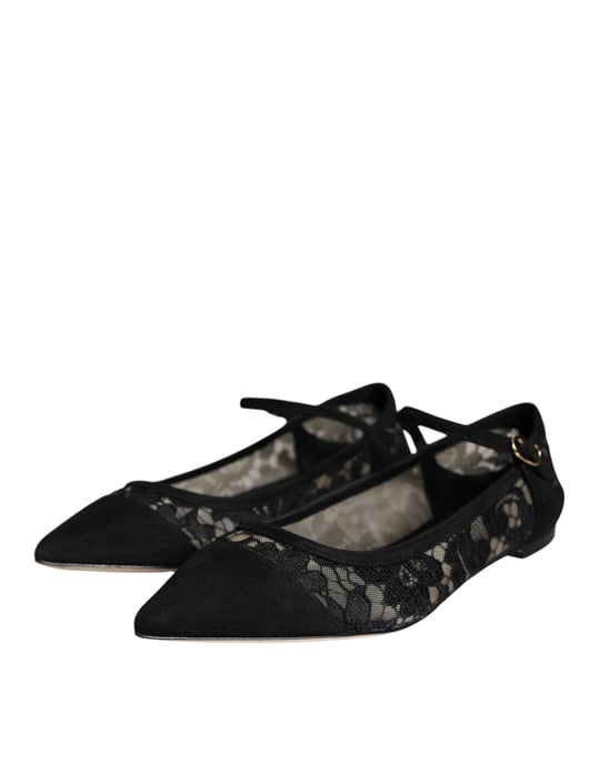 Dolce & Gabbana Zwarte Taormina Kanten Bellucci Ballerina's - Image 3