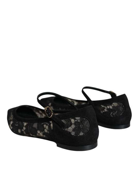 Dolce & Gabbana Zwarte Taormina Kanten Bellucci Ballerina's - Image 5