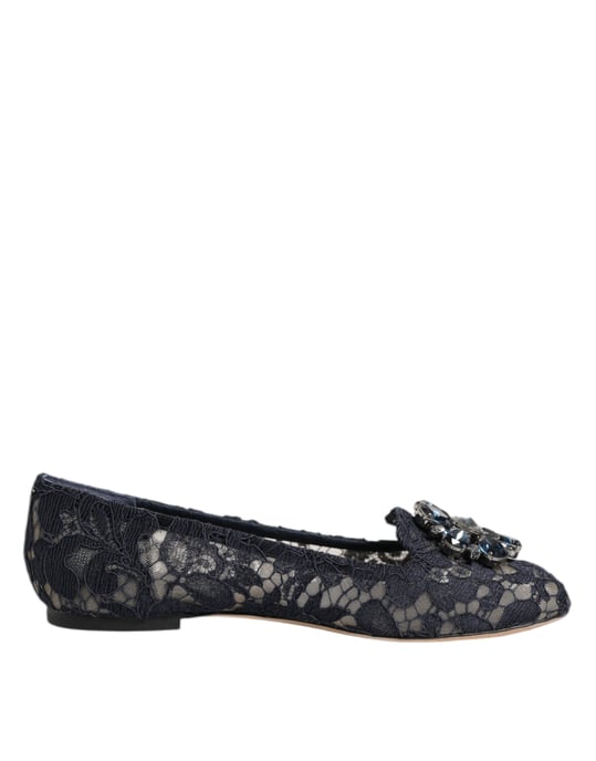 Dolce & Gabbana Blauwe Taormina Kanten Kristallen Ballerina's - Image 1
