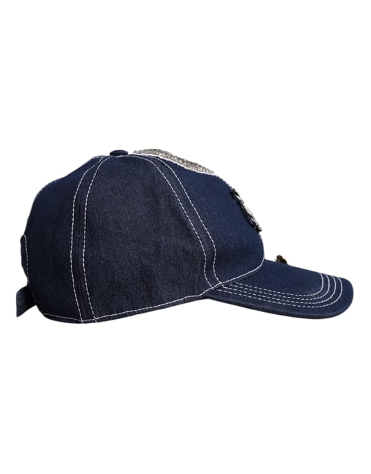Dolce & Gabbana Blauwe Crystal Versiering Baseballpet - Image 4