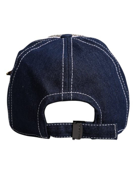 Dolce & Gabbana Blauwe Crystal Versiering Baseballpet - Image 5