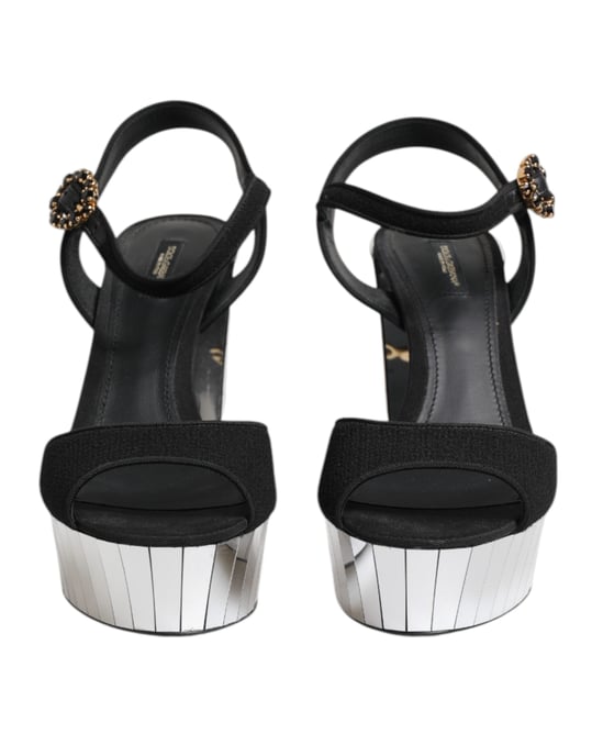 Dolce & Gabbana Svart Crystal Ankelrem Keira Sandaler - Image 2