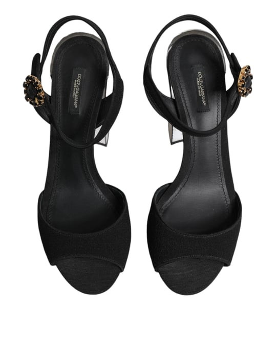 Dolce & Gabbana Svart Crystal Ankelrem Keira Sandaler - Image 3