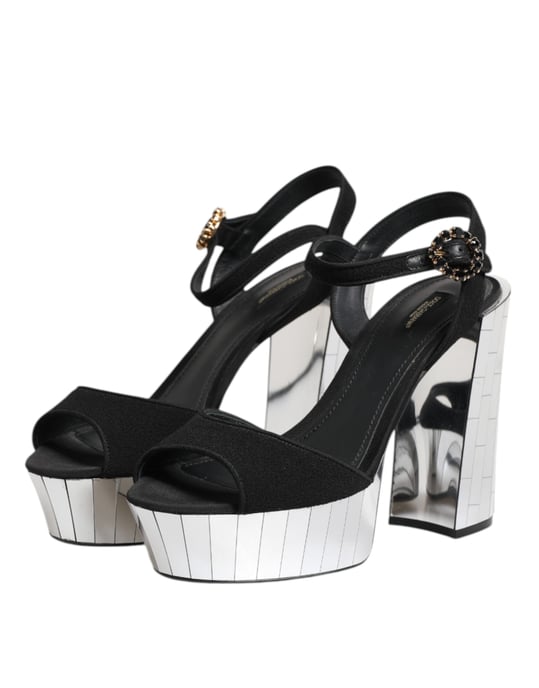 Dolce & Gabbana Svart Crystal Ankelrem Keira Sandaler - Image 4