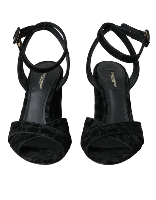 Dolce & Gabbana Svart Leopardmocka Klacksandaler Skor - Image 2