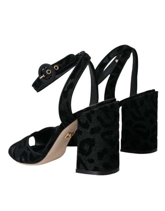 Dolce & Gabbana Svart Leopardmocka Klacksandaler Skor - Image 3