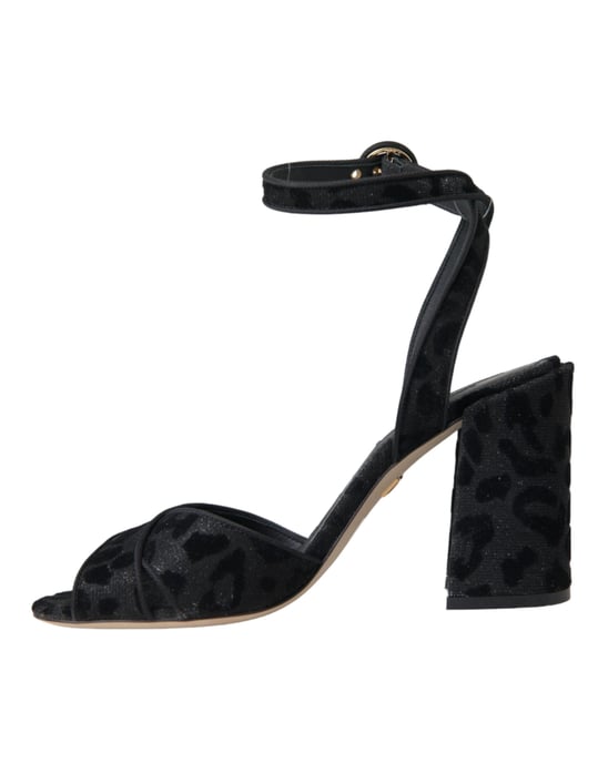 Dolce & Gabbana Svart Leopardmocka Klacksandaler Skor - Image 4