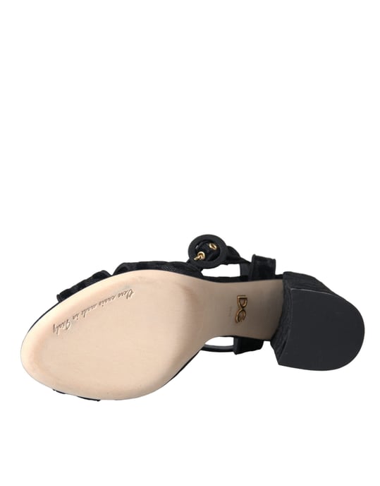 Dolce & Gabbana Svart Leopardmocka Klacksandaler Skor - Image 5