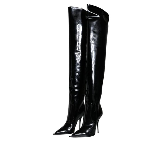 Dolce & Gabbana Svart Läder Över Knät - Image 2