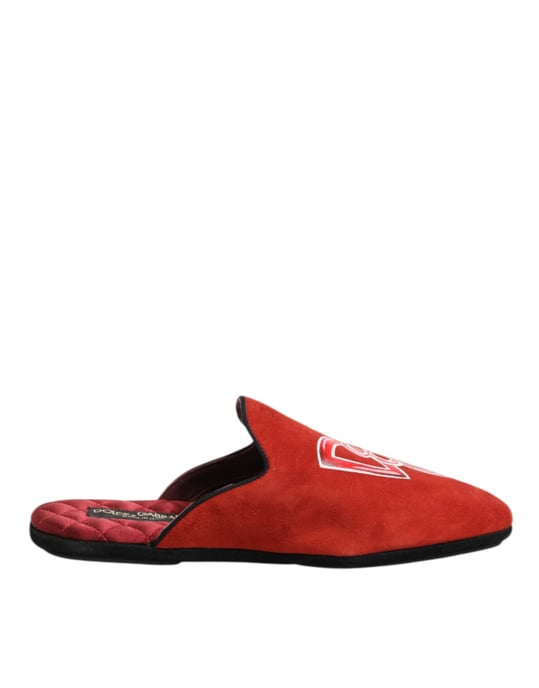 Dolce & Gabbana Rode Suede DG King Heren Huisslippers Schoenen - Image 2