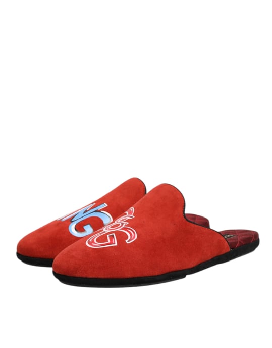 Dolce & Gabbana Rode Suede DG King Heren Huisslippers Schoenen - Image 5