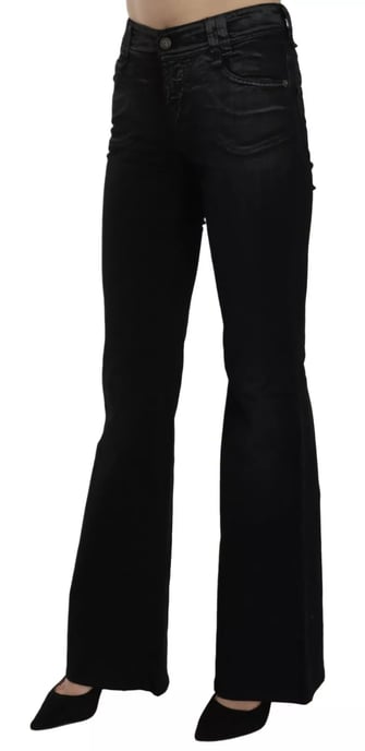 John Galliano Zwarte Gewassen Hoge Taille Uitlopende Denim Casual Broek Jeans - Image 4
