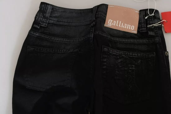 John Galliano Zwarte Gewassen Hoge Taille Uitlopende Denim Casual Broek Jeans - Image 6